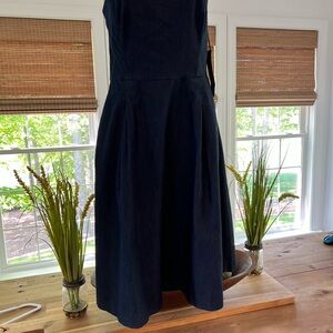 White House/Black Market Strapless Denim dress with pockets.